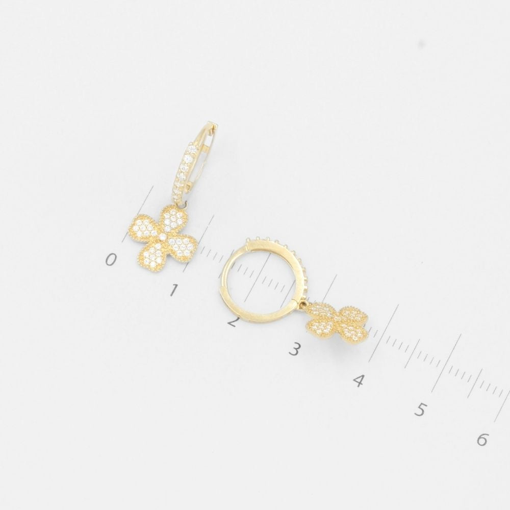 Grapa de Oro 14k con Trébol y Broche Incrustados con Zirconias mod. 7859