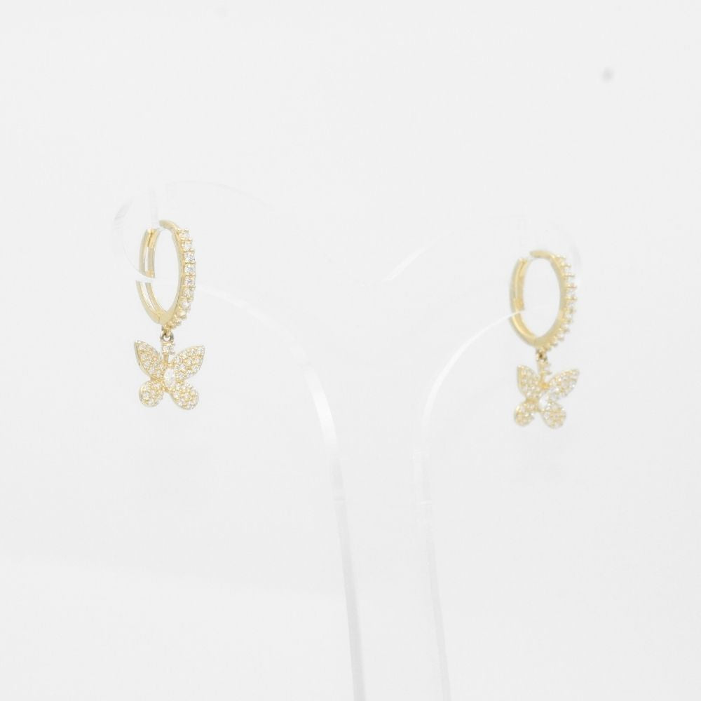 Grapa de Oro 14k Mariposas con Broche Incrustados de Zirconias mod. 7861