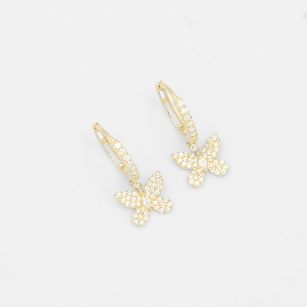 Grapa de Oro 14k Mariposas con Broche Incrustados de Zirconias mod. 7861