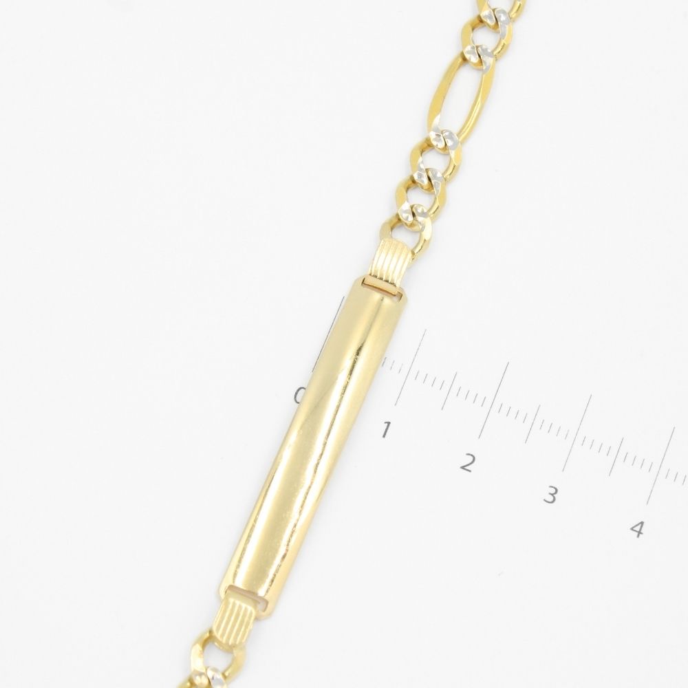 Esclava de Oro 14k Sólido de Tejido 3x1 con Diamantado Blanco de Diseño Martillado mod. 8712