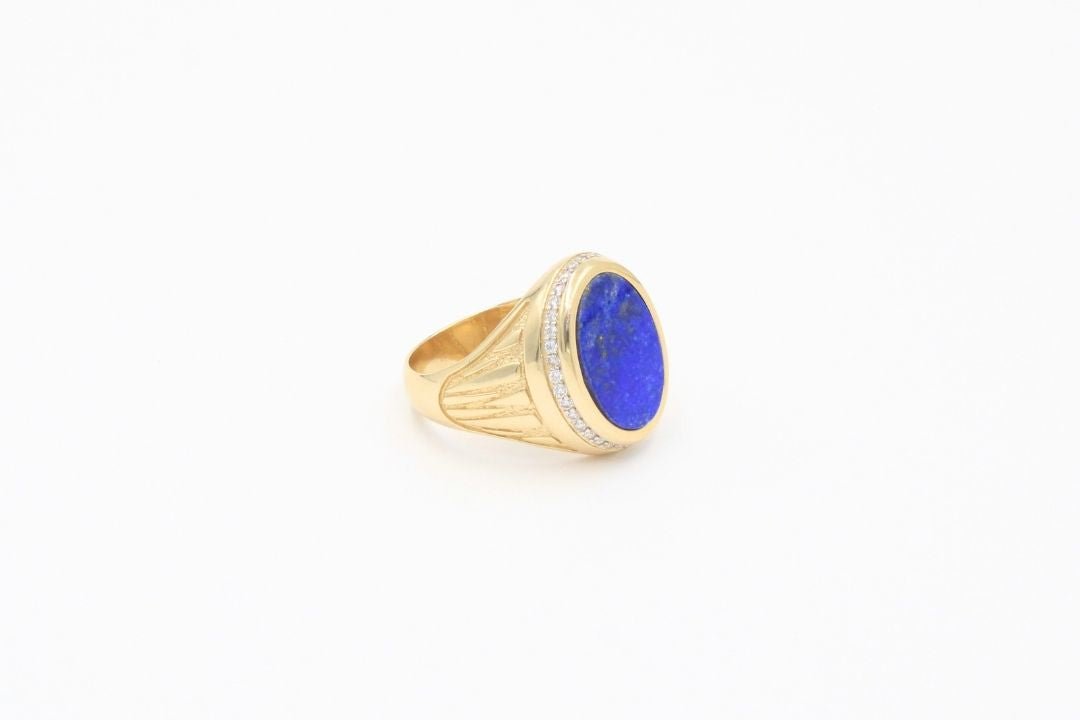 Anillo con Zirconias y Lapislazuli Natural mod. 5662 - Joyería Orovel’s