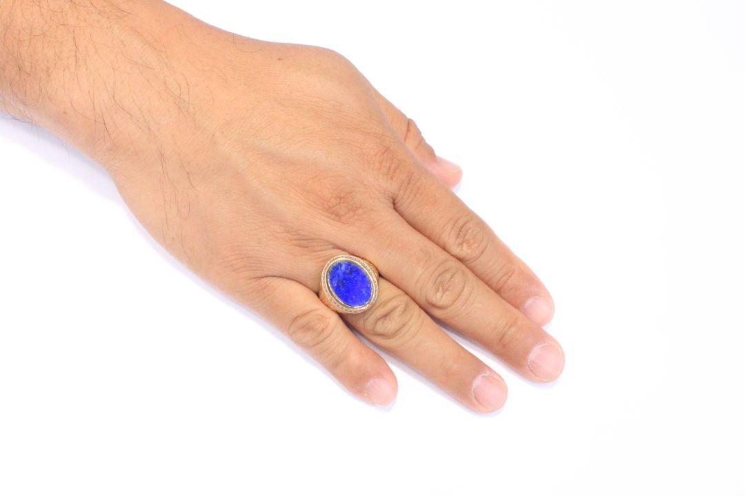 Anillo con Zirconias y Lapislazuli Natural mod. 5662 - Joyería Orovel’s