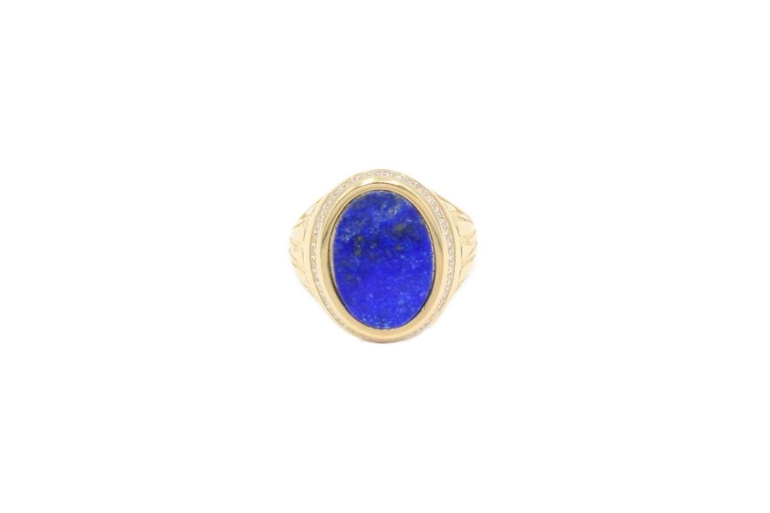 Anillo con Zirconias y Lapislazuli Natural mod. 5662 - Joyería Orovel’s