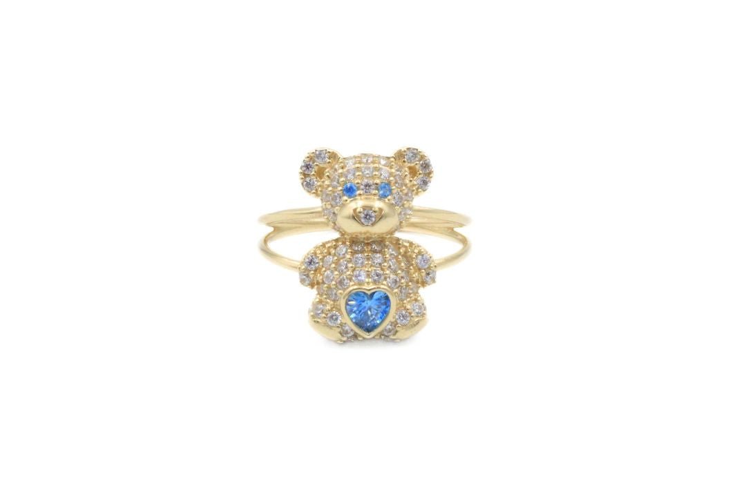 Anillo de la Colección Ositos con Zirconias y Corazón Azul mod. 6129 - Joyería Orovel’s