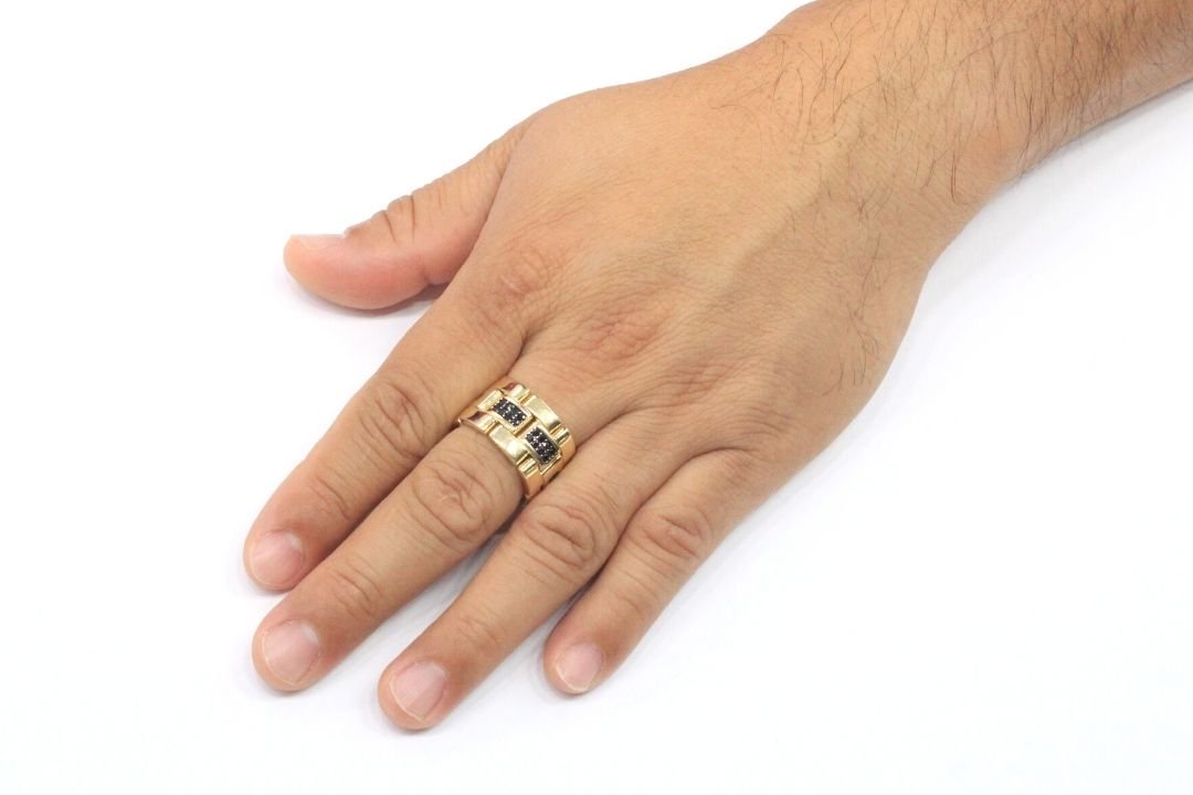 Anillo Flexible con Zirconia Negra mod. 5027 - Joyería Orovel’s