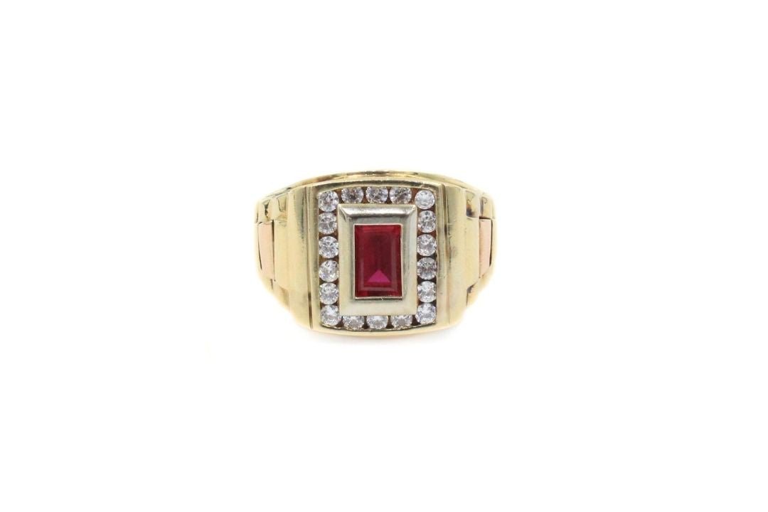 Anillo Piedra Zirconia Color Rojo Rubí mod. 6059 - Joyería Orovel’s