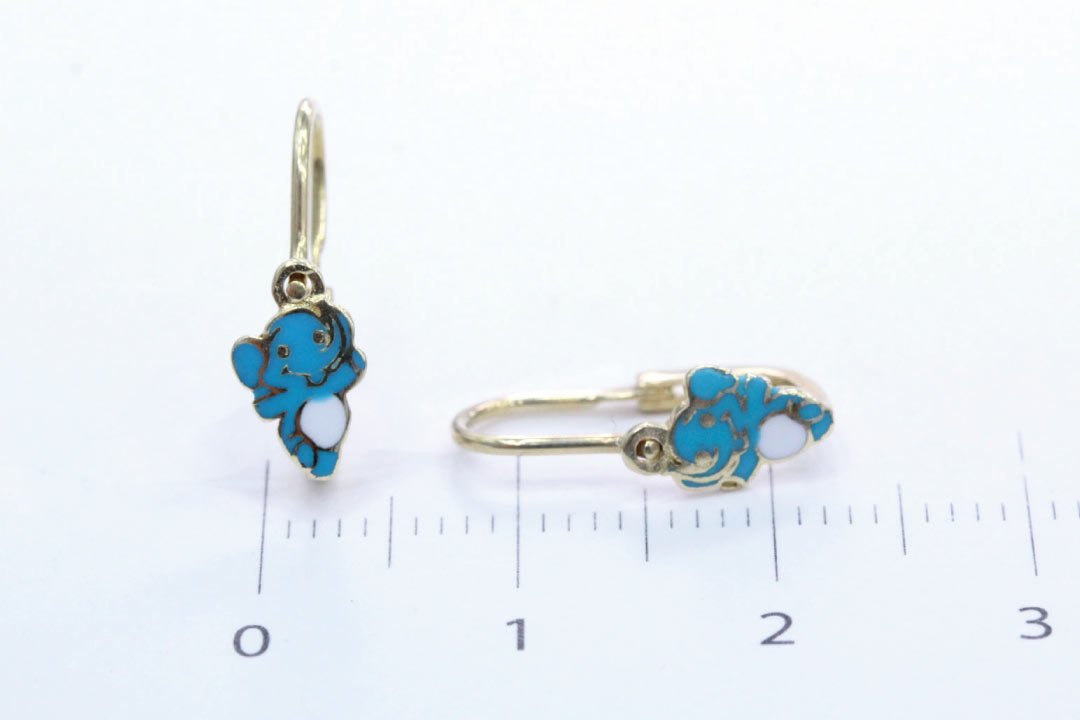 *Arete de Patente de Elefantes Azules mod. 0826 - Joyería Orovel’s