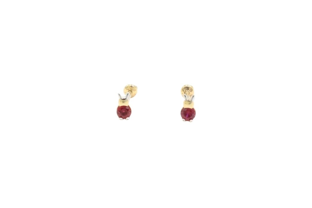 *Broquel Español 14k Conejos de Piedra Roja Mod. 5501 - Joyería Orovel’s